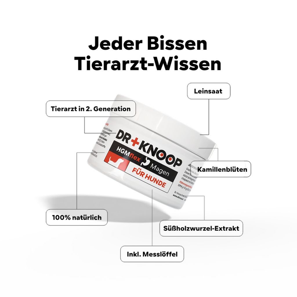 Hund Magenschutz - frisst Gras dann manchmal schaumiger weisslicher Schleim - Sodbrennen wegen Magensäure, natürlicher Säureblocker, nicht Ulmenrinde oder Heilerde - HGMflex Magen, 60 g