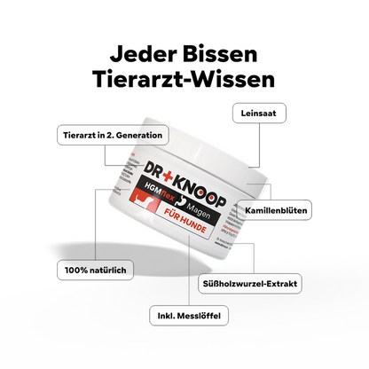 Hund Magenschutz - frisst Gras dann manchmal schaumiger weisslicher Schleim - Sodbrennen wegen Magensäure, natürlicher Säureblocker, nicht Ulmenrinde oder Heilerde - HGMflex Magen, 60 g