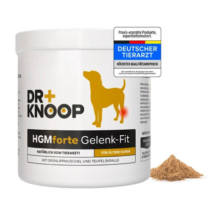Gelenkpulver speziell Alter Hund, 450g, für 45 Tage bei 20 kg-Hund, Wirkung Teufelskralle, Grünlippmuschel Pulver + Glucosamin anstatt Gelenktabletten, Vanillearoma