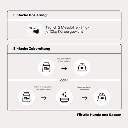 Hund Darmpulver, Aufbau Darmflora, Darmsanierung nach Verdauungsstörungen (weicher, schleimiger Kot), mit Probiotika und Präbiotika, für Allergiker geeignet, HGMflex Darm 90g