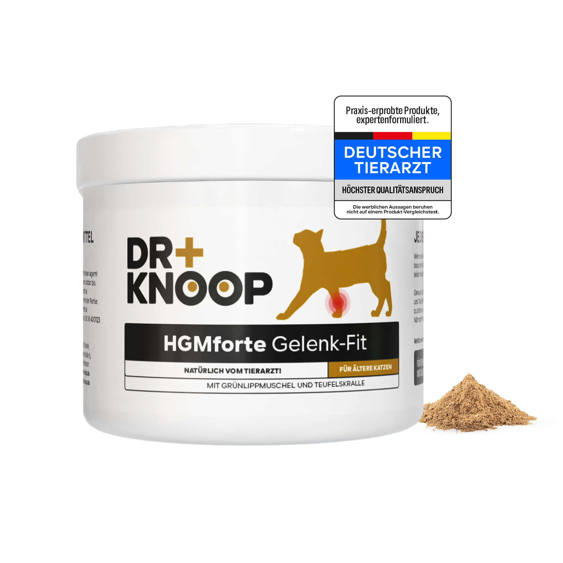 Katze Gelenkpulver Senior - steigert Bewegungsfreude im Alter - Teufelskralle + Grünlippmuschel + Glucosamin, HGMforte 220 g - von Tierarzt Dr. Knoop